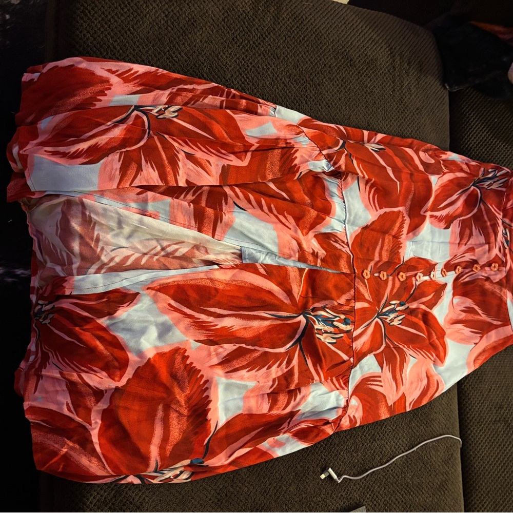 FARM Rio Red Floral Maxi Skirt XS